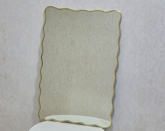 Asymmetrical Mirror Home Decor - Wavy Brass Mirror - Wavy Mirror  -Decorative Irregular Mirror for Bedroom and Bathroom -Curvy Mirror