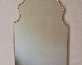 Italian Wavy Mirror Curved Antiqued Brass Mirror Irregular Mirror Gold Mirror Bathroom Mirror Aesthetic Luxurious Wall Mirror Brass