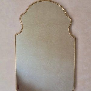 Italian Wavy Mirror Curved Antiqued Brass Mirror Irregular Mirror Gold Mirror Bathroom Mirror Aesthetic Luxurious Wall Mirror Brass