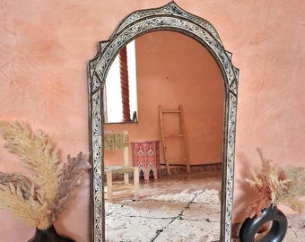 Miroir Marocain Vintage, Arch Mirror, Big Mirror, Handmade Mirror, Berber Mirror, Unique Bone Mirror, Wall Mirror, Hall Mirror, Home Decor