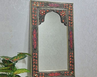 Moroccan  Wall Mirror Large Antique Vintage Mirror Metal Mirror Bone Mirror Art Deco Mirror Handmade Mirror Hand Engraved Mirror Home Decor