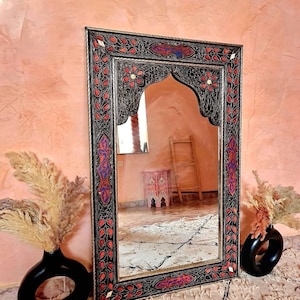 Moroccan Mirror, Large Mirror, Big Mirror, Handmade Mirror, Hand Engraved Floor Mirror, Wall Mirror, Vintage Mirror, Arabic Mirror Decor