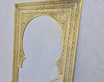 Hand Engraved Moroccan Brass Mirror: Vintage Home Decor