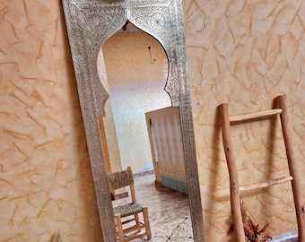 Large mirror Moroccan Mirror Full Lenght mirror, Brass wall mirror, Wall Brass mirror,Handmade mirror, Decorative mirror, Rectangle mirror