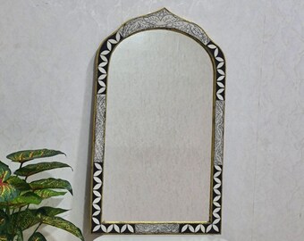 Vintage Moroccan Mirror, Arch Mirror, Wall Mirror, Big Mirror, Handmade Mirror, Berber Mirror, Unique Bone Mirror, Wall Deco Mirror