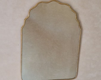 Italian Curved Antiqued Brass Mirror - Butterfly Irregular Mirror, Gold Brass Mirror, Bathroom Mirror, Aesthetic Luxurious Wall Mirror