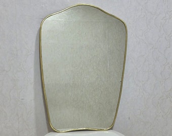 Handmade Antique Brass Mirror Irregular Mirror Unlacquered Gold Brass Wall Decor Bathroom Aesthetic Mirror Luxurious Wall Mirror Home Decor