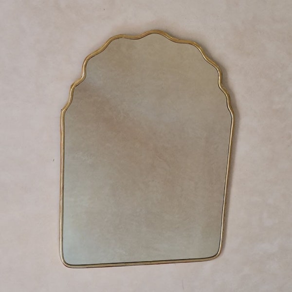 Italian Curved Antiqued Brass Mirror - Butterfly Irregular Mirror, Gold Brass Mirror, Bathroom Mirror, Aesthetic Luxurious Wall Mirror