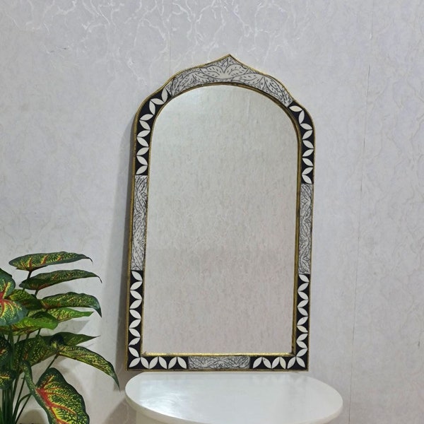 Vintage Moroccan Mirror, Arch Mirror, Wall Mirror, Big Mirror, Handmade Mirror, Berber Mirror, Unique Bone Mirror, Wall Deco Mirror