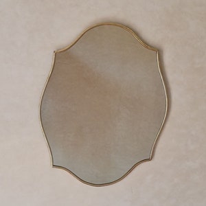Italian Curved Antiqued Brass Mirror - Butterfly Irregular Mirror, Gold Brass Mirror, Bathroom Mirror, Aesthetic Luxurious Wall Mirror