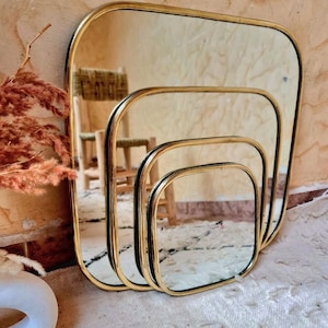 Rectangle Wall Mirror, Moroccan Mirror, Wall Brass Mirror, Golden Mirror