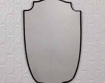 Darker Bronze Brass Mirror , Italian Shield Form Brass Wall Mirror