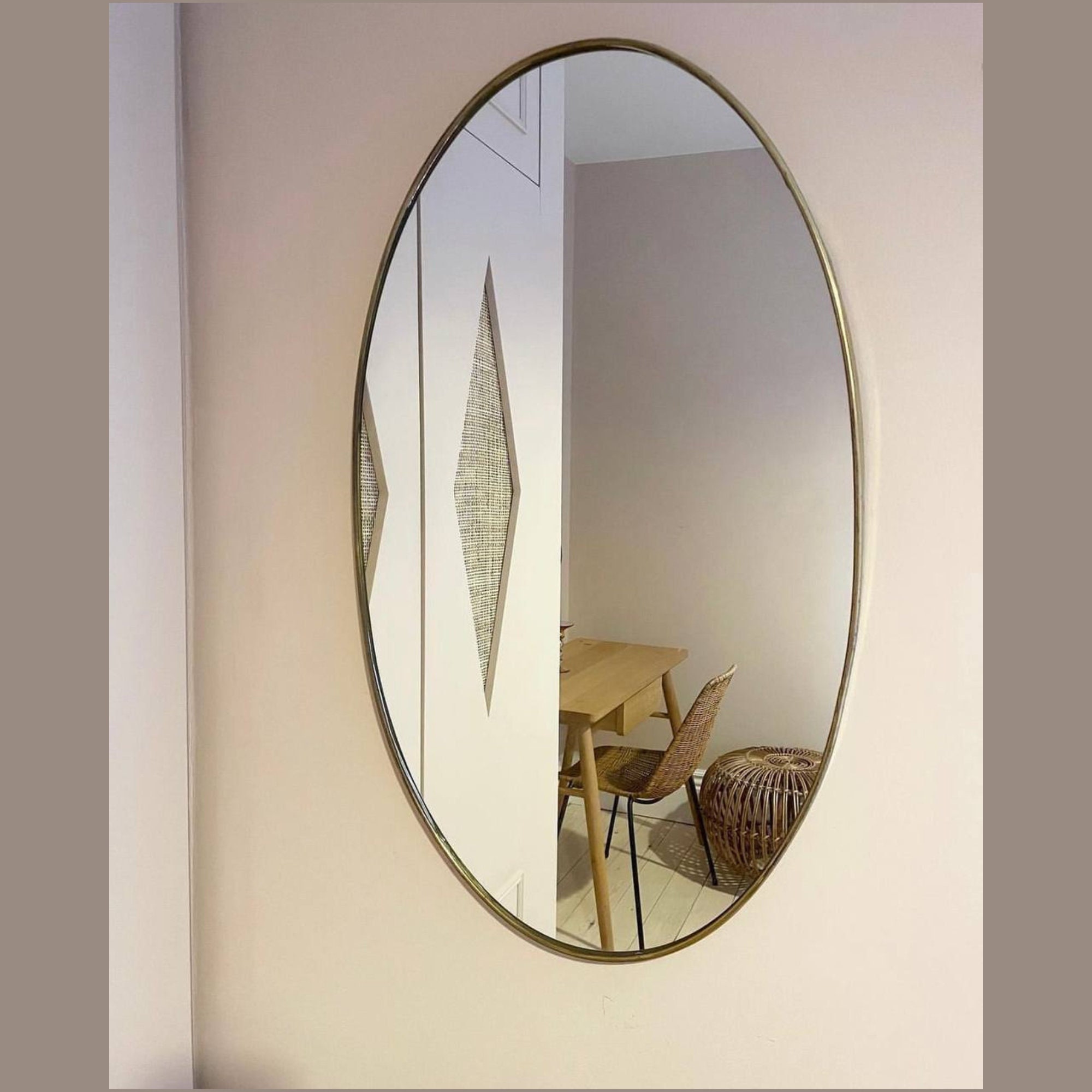 Oval Mirror Gold Oval Mirror,brass Mirror,brass Oval Mirror,oval Gold