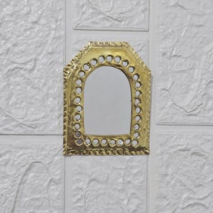 Handmade Moroccan Brass Wall Mirror: Small Entryway Decor