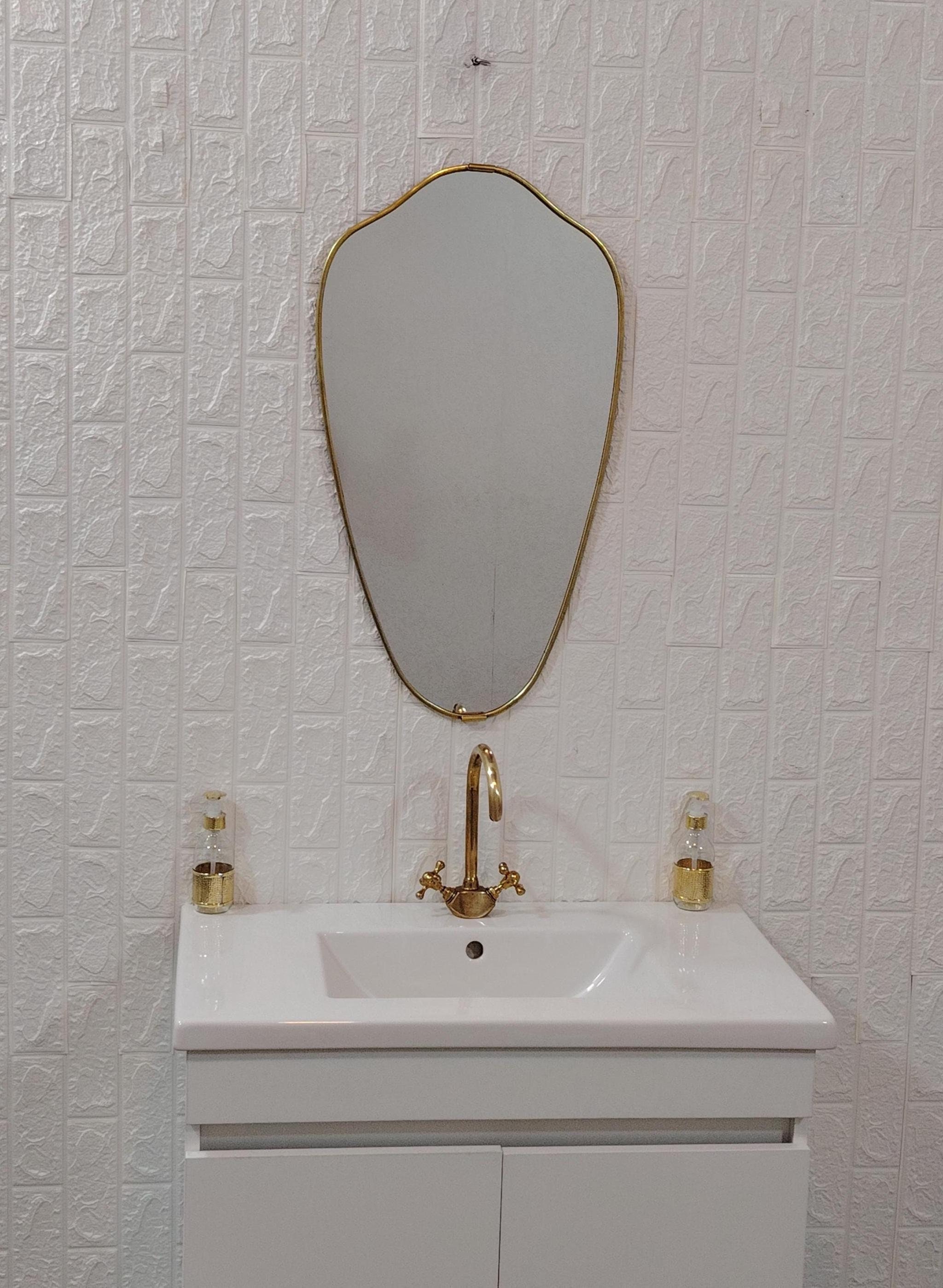 Antiqued Brass Irregular Mirror, Vintage Wall Brass Mirror, Wavy Mirror, Aesthetic Decor, Vintage Mirror