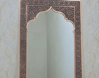 Moroccan Copper Mirror, Handmade antique wall mirror, Engraved Brass mirror, vintage home decoration, solid engraved brass, Vintage