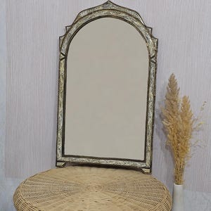 Miroir Marocain Vintage, Arch Mirror, Big Mirror, Handmade Mirror, Berber Mirror, Unique Bone Mirror, Wall Mirror, Hall Mirror, Home Decor image 3