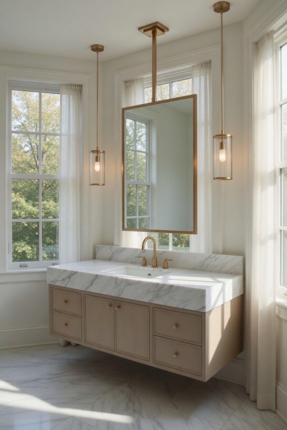 Sharp Mirror Ceiling Suspended Rectangle Brass Mirror – Rectangular Hanging Mirror ...