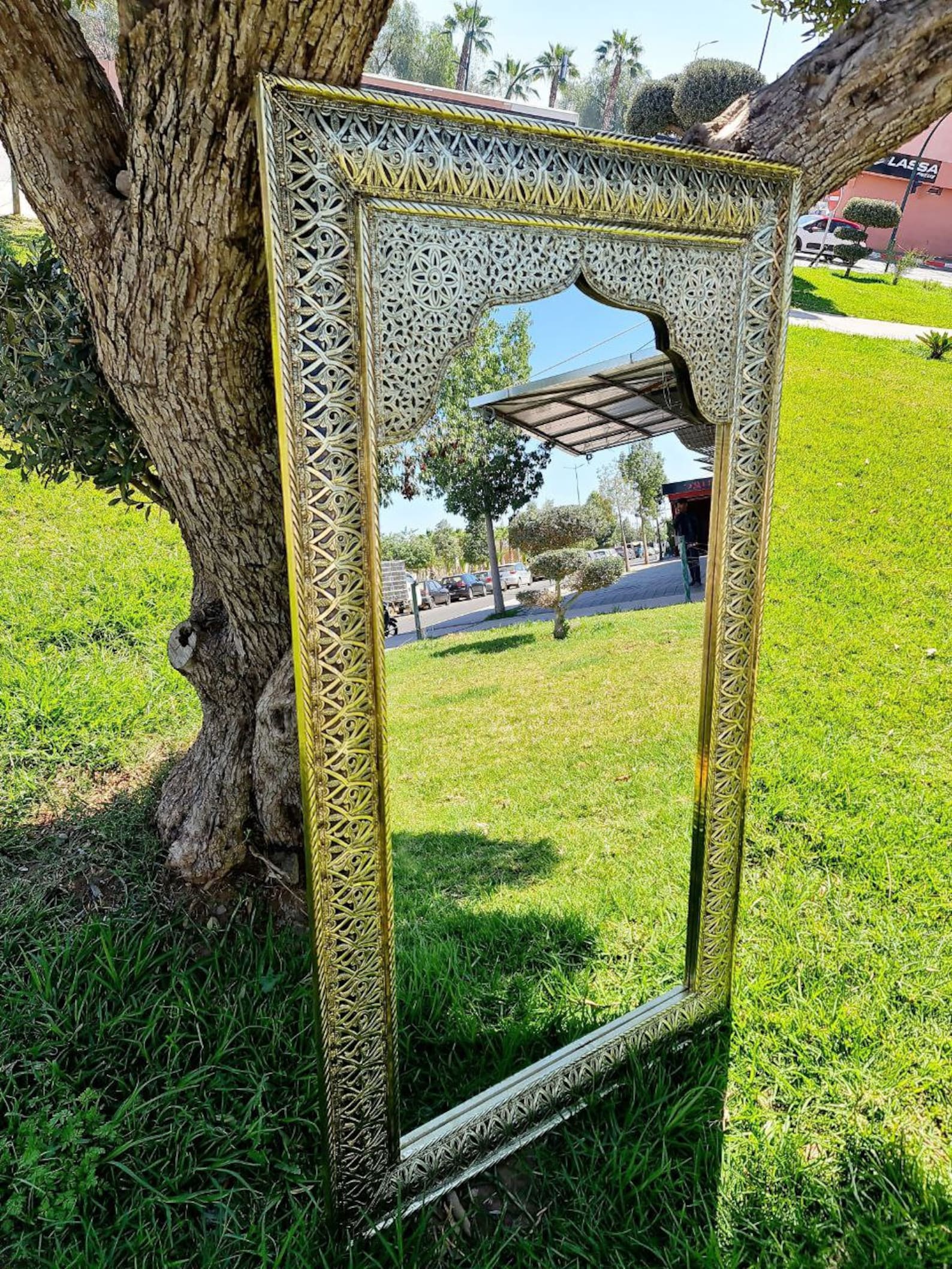Moroccan Large Wall Mirrormoroccan Mirror Goldbrass - Etsy