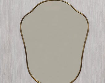 Italian Wall Mirror with Wavy Brass Frame
