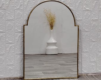 Arch Brass Mirror Curved Antique Brass Mirror Wavy Mirror Gold Mirror Bathroom Mirror Wall Mirror