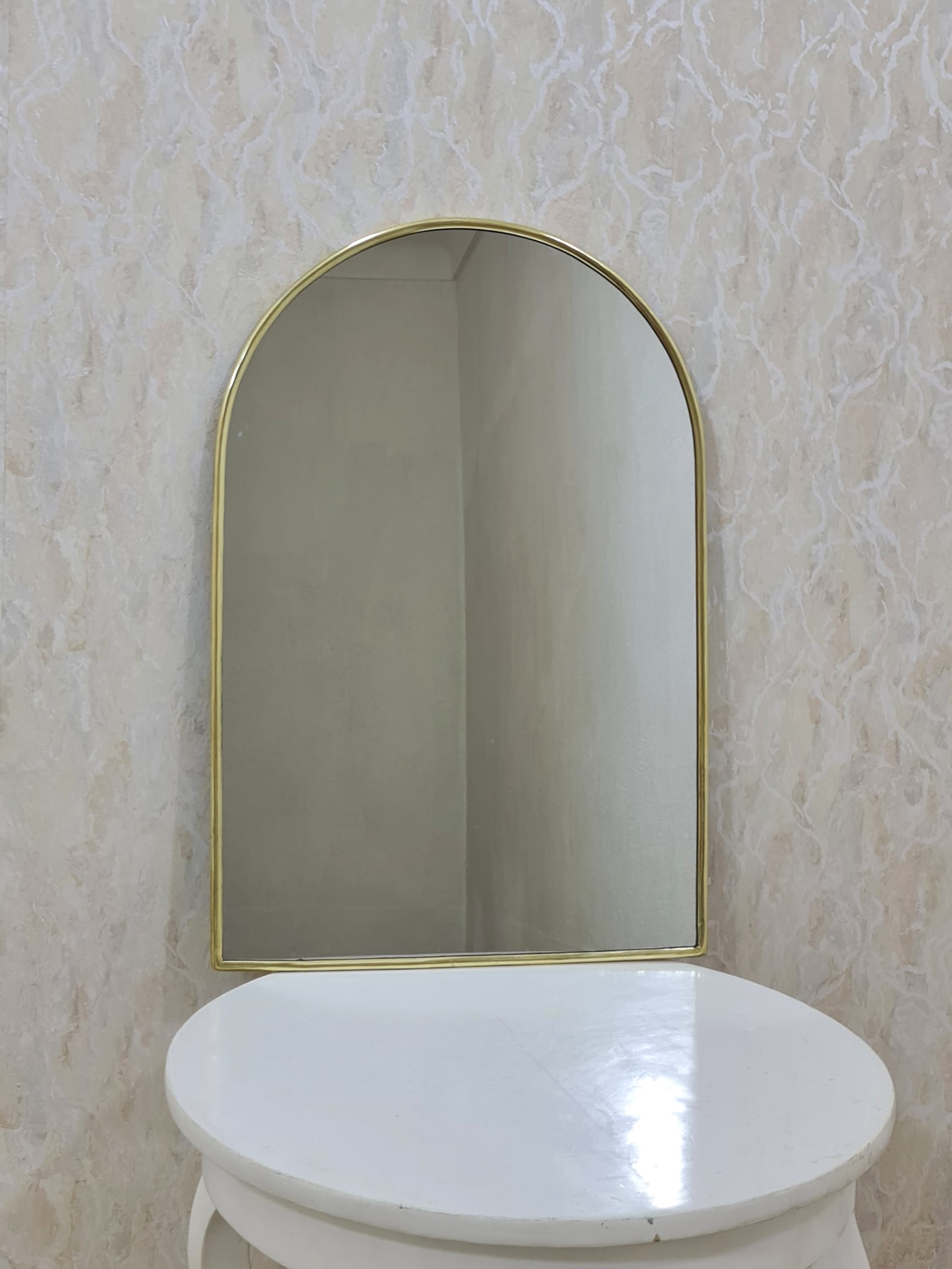 Handmade Moroccan Brass Arch Mirror -...