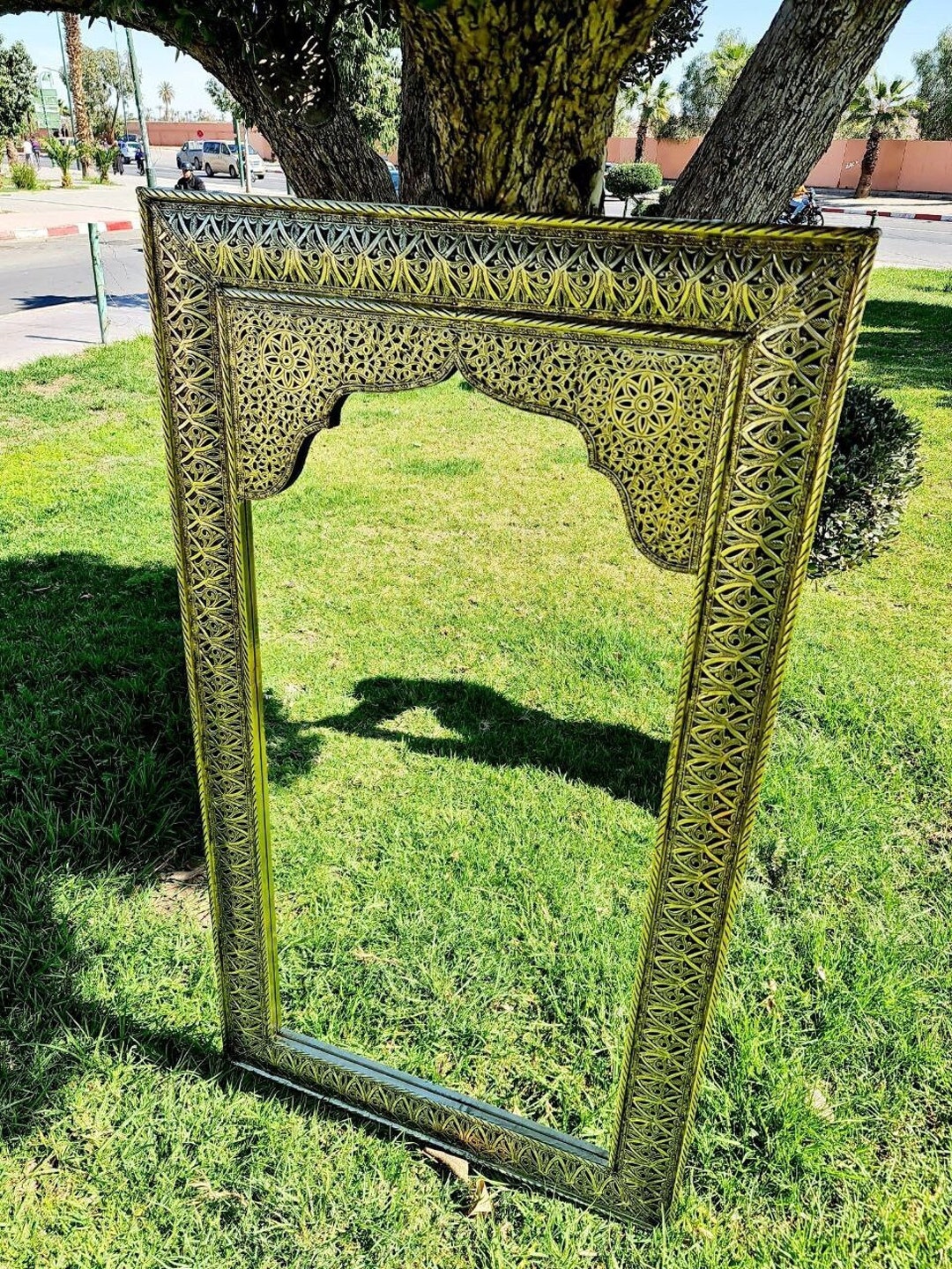 Moroccan Large Wall Mirrormoroccan Mirror Goldbrass Etsy