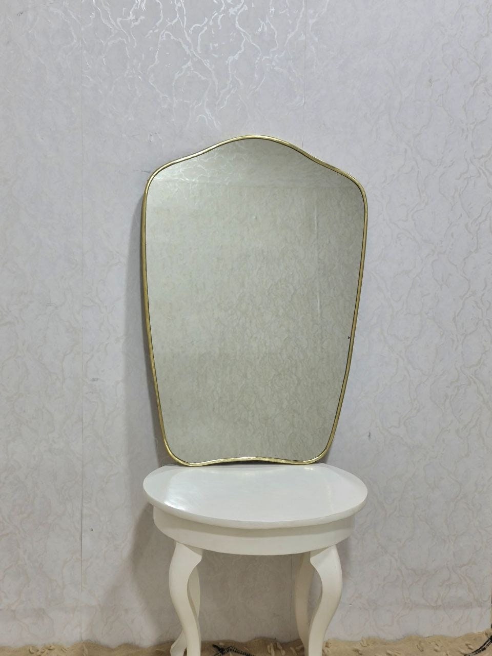 Italian Curved Antiqued Brass Mirror - Butterfly Irregular Mirror, Gold Brass Mirror, Bathroom Mirror, Aesthetic Luxurious Wall Mirror