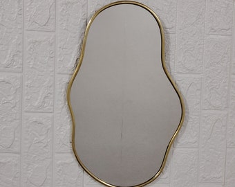 Asymmetrical Brass Mirror Irregular Mirror brass Decorative Mirror Home Decor Aesthetic Mirror for Wall Mirror Bathroom Mirror Decor