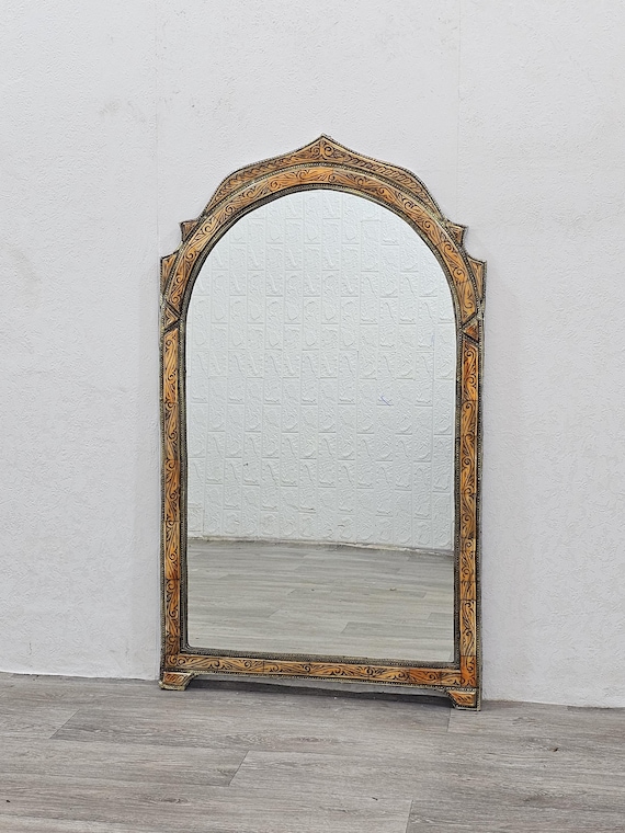 Miroir Marocain Vintage, Arch Mirror, Big Mirror, Handmade Mirror, Berber Mirror, Unique Bone Mirror, Wall Mirror, Hall Mirror, Home Decor