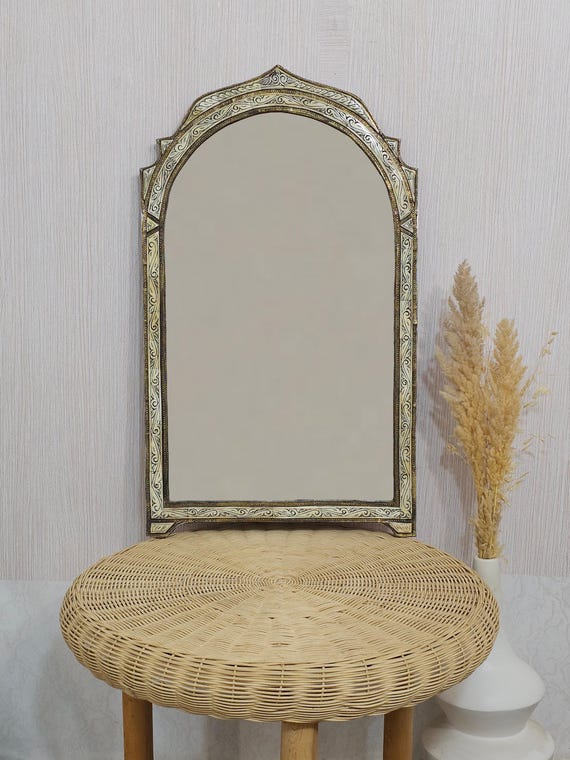 Miroir Marocain Vintage, Arch Mirror, Big Mirror, Handmade Mirror, Berber Mirror, Unique Bone Mirror, Wall Mirror, Hall Mirror, Home Decor