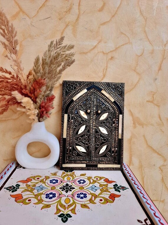 Small Wall Mirror Morocco Mirror Arch Mirror Art Deco Mirror Wood Frame Mirror, ,Wood Mirror with Door