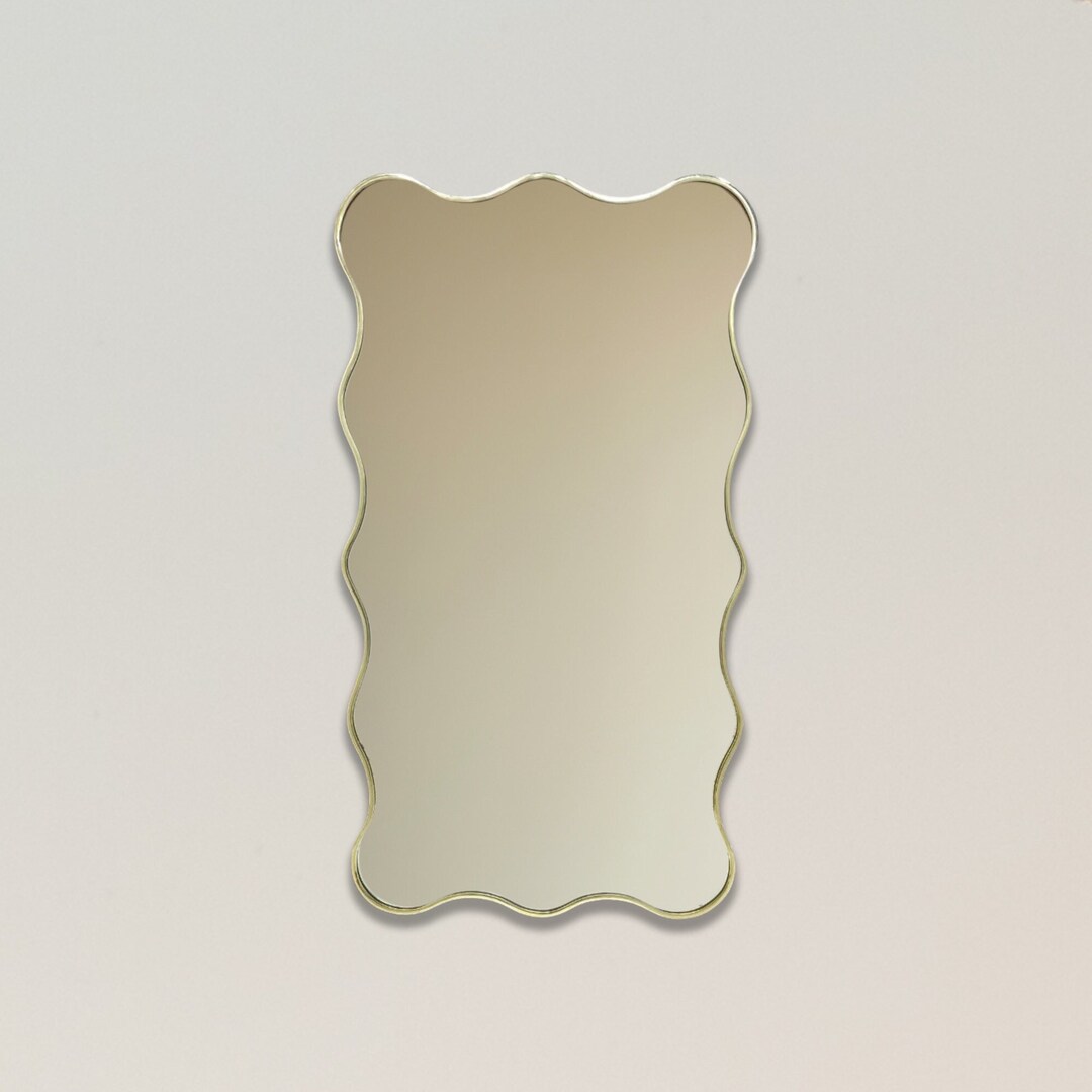 Brass Wavy Floor Mirror Wavy Mirror Irregular Mirror Asymmetric Mirror
