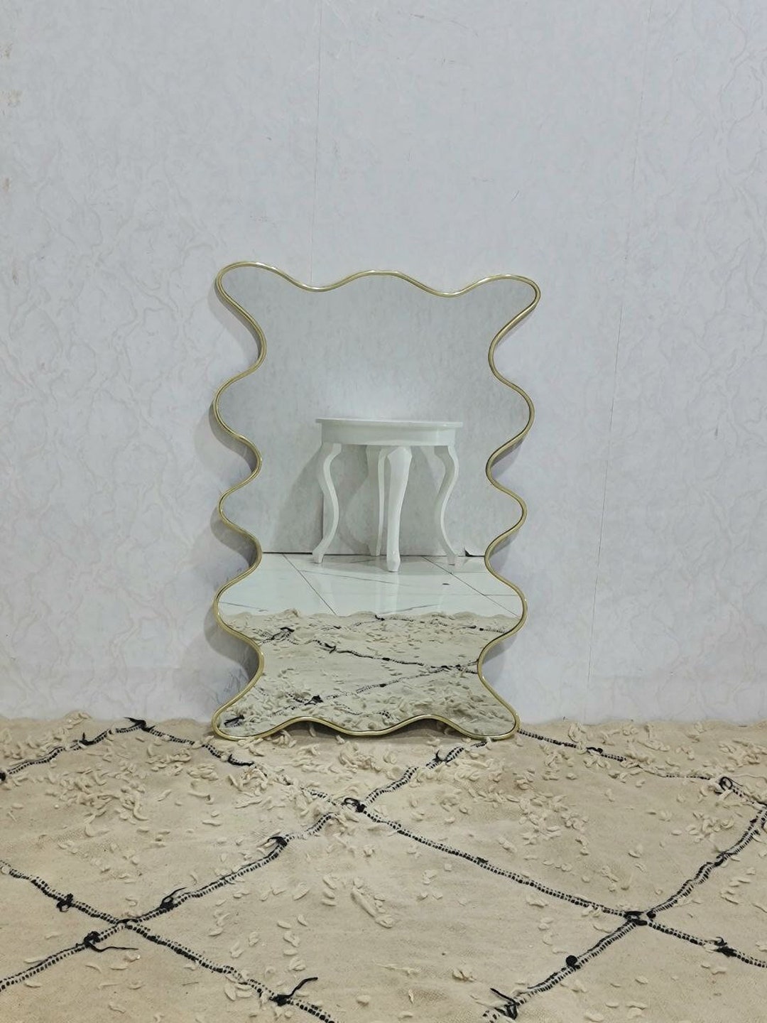 Curvy Wavy Floor Mirror Asymmetrical Mirror Wavy Mirror Full Body