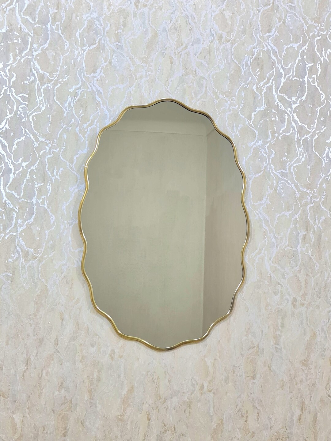 Oval Gold Brass Mirror Wavy Wall Mirror Handmade Mirrors Oval Mirror ...