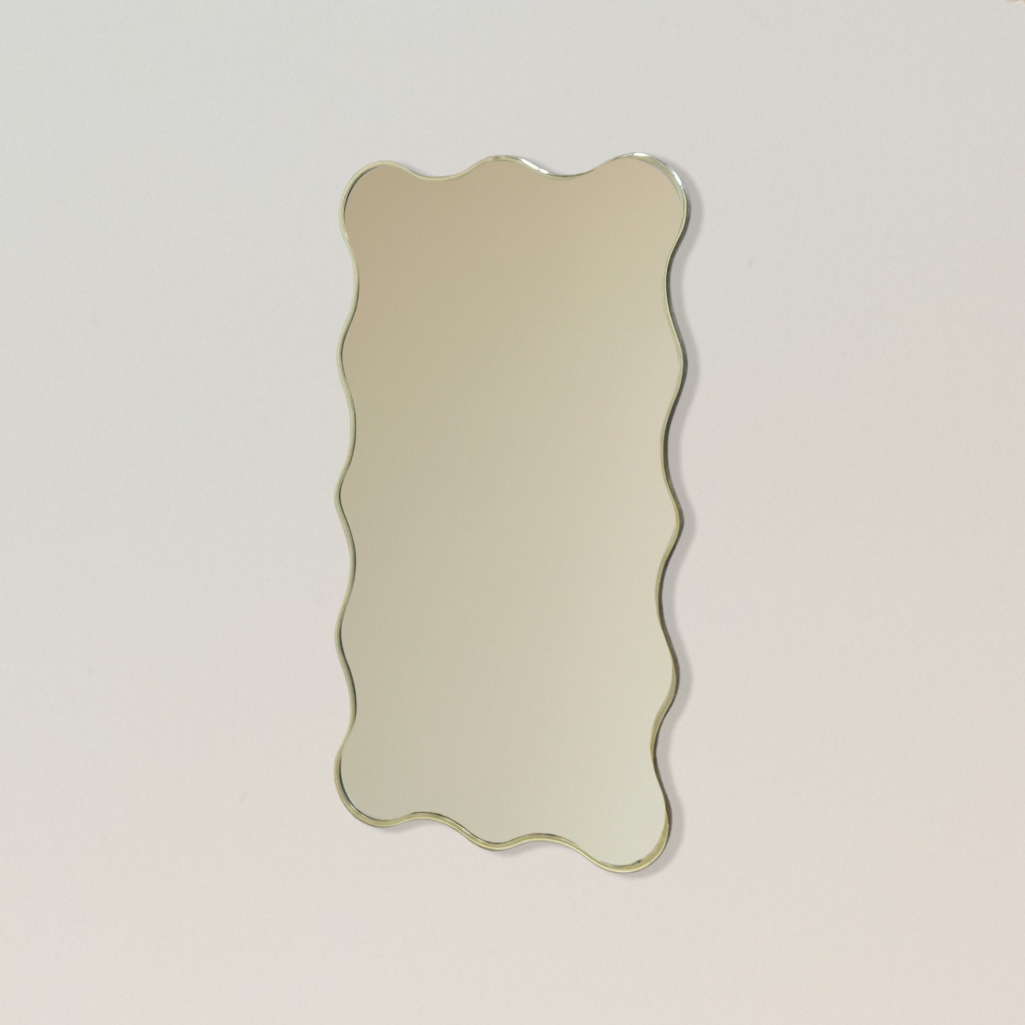 Brass Wavy Floor Mirror Wavy Mirror Irregular Mirror Asymmetric Mirror