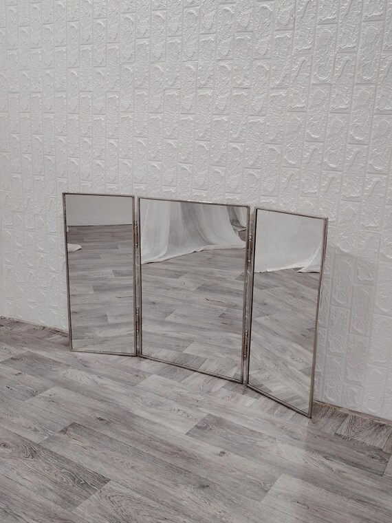 古い鏡ヴィンテージミラーシルバーフレームレトロモダン