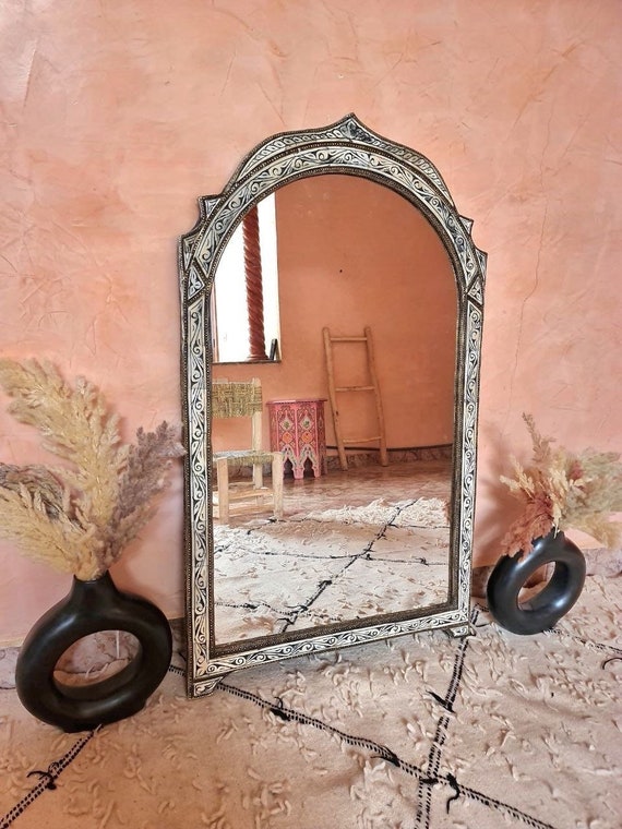 Miroir Marocain Vintage, Arch Mirror, Big Mirror, Handmade Mirror, Berber Mirror, Unique Bone Mirror, Wall Mirror, Hall Mirror, Home Decor