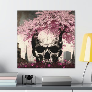 Quadro Decorativo de caveira gótica moderna