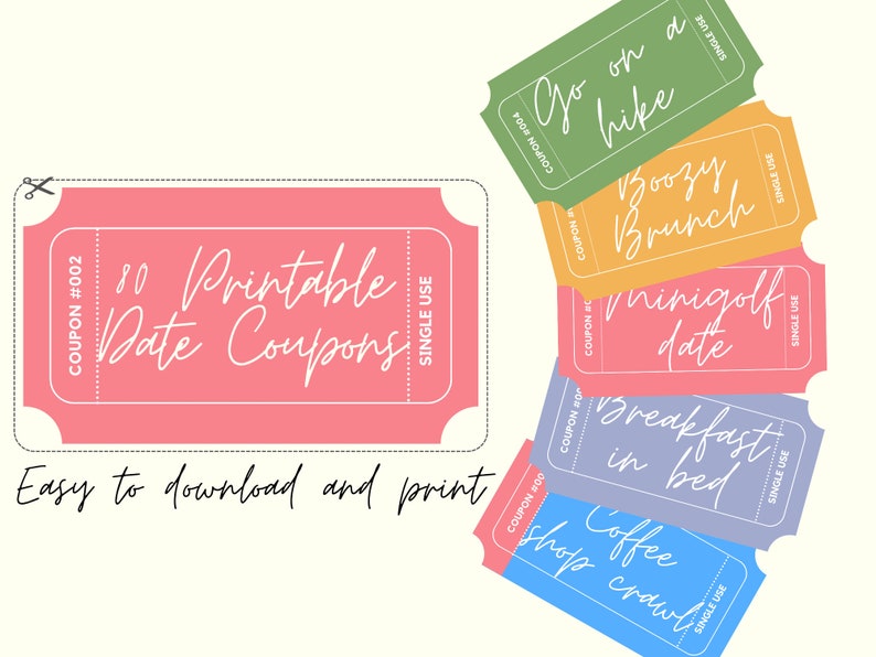 Printable Date Coupons Handwriten Font - Etsy