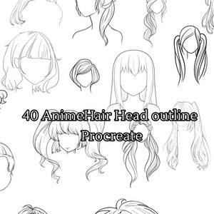 Anime hair stamps Soft Anime Style Procreate Haar Stempel Set - Mädchen Haar / Junge