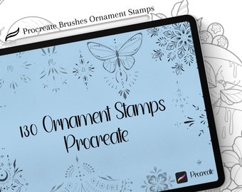 130個の装飾スタンプProcreate、装飾ファウンドリングスタンプ、Procreateスタンプ描画ブラシ、デジタル描画