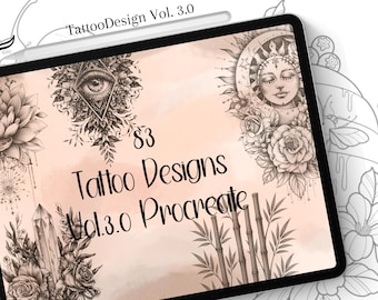 procreatebundle, 83+ Tattoo Design Bundle, Procreate Stamps,procreate tattoo mandala,procreate tattoo Spiritual brushes