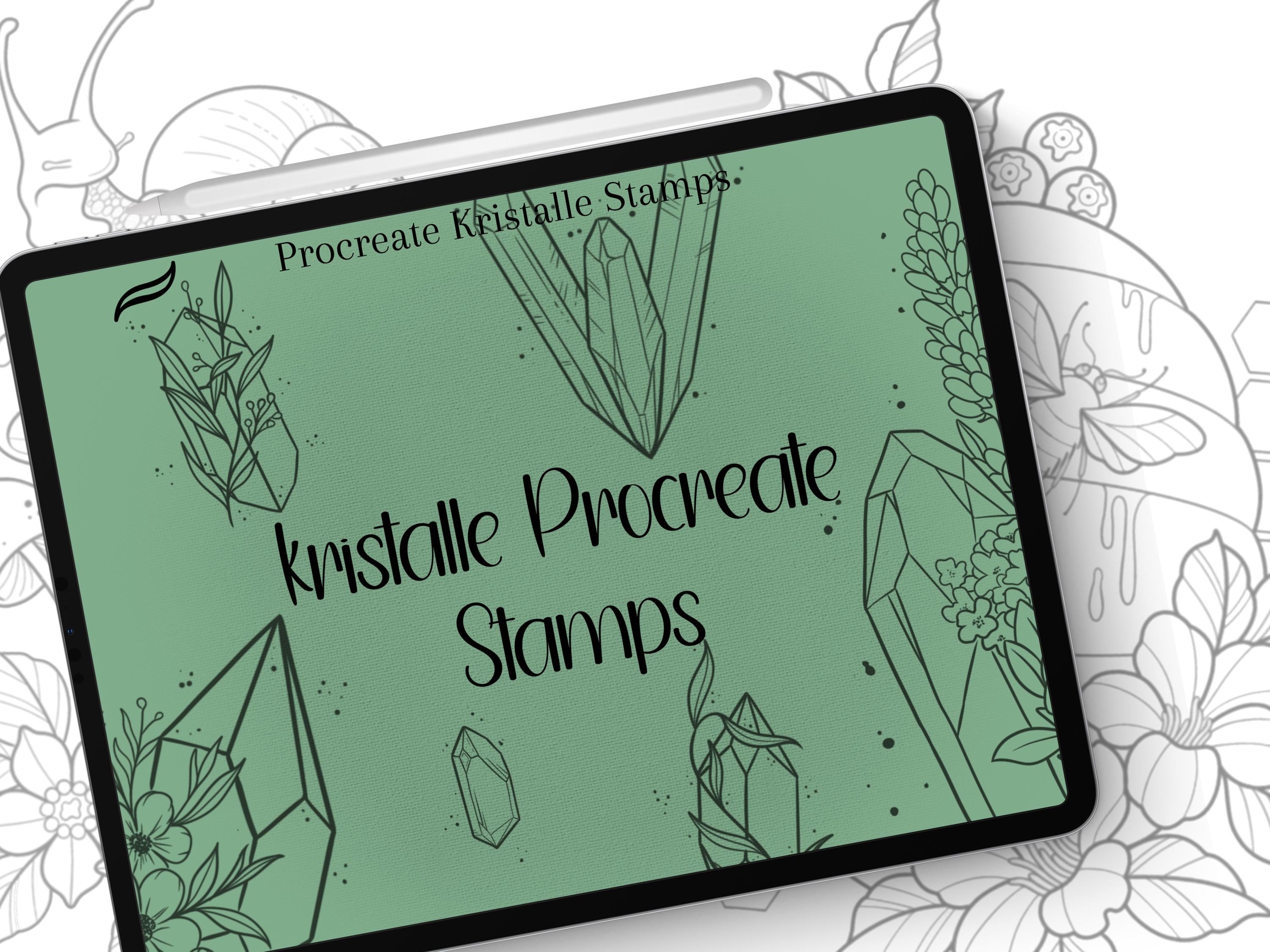 Procreate Crystal Stamp Set – 6 Tattoo-Style Outline Brushes for iPad