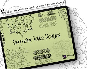 Geometric Msndala Ornament Tattoo procreate brushset + Stamp, tattoo geometric, tattoo , clip art designs, digital images procreate tattoo