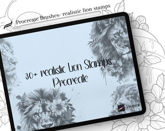 Realistic Lion Tattoo procreate stamps, tattoo designs neotraditional, tattoo lion flash, clip art designs, digital images procreate tattoo
