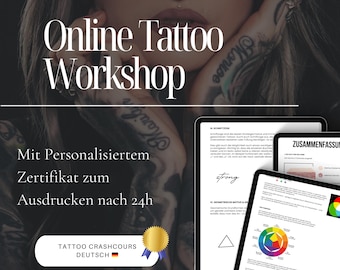 Tattoo online workshop, crash course to learn tattooing, tattoo learning, tattoo book, tattoo online