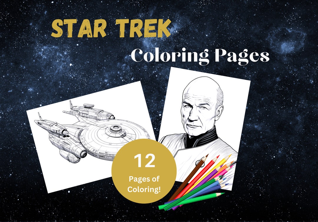 12 Star Trek Coloring Page Book Kids Adults Coloring Instant Etsy