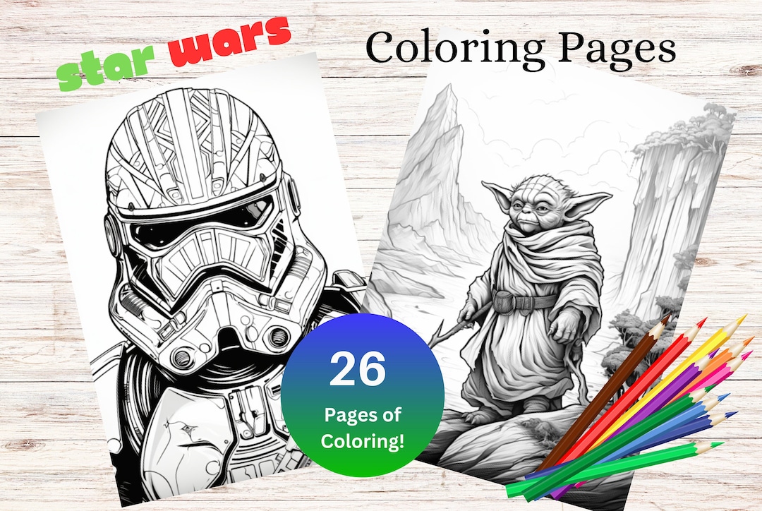 26 Star Wars Character Coloring Page Book, Kids Adults Coloring ...