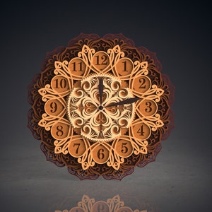 Multilayer clock for laser cut, SVG, ai, dxf, png, jpg, pdf